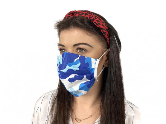 Maska ochronna wielokrotnego użytku 3-warstwowa, niebieskie moro.