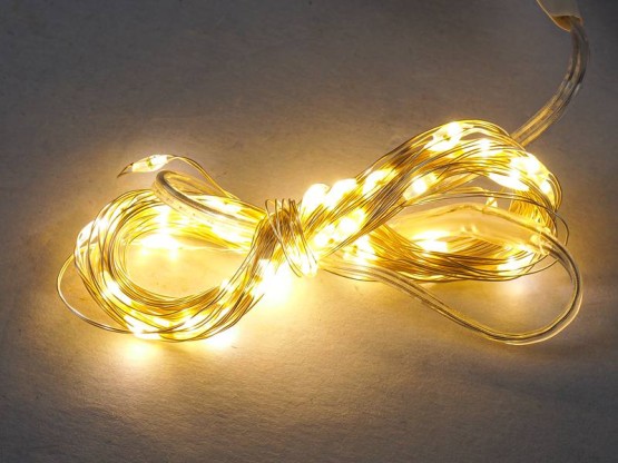 Lampki choinkowe na baterie 50LED drut, SMD, ciepłe białe. (1)