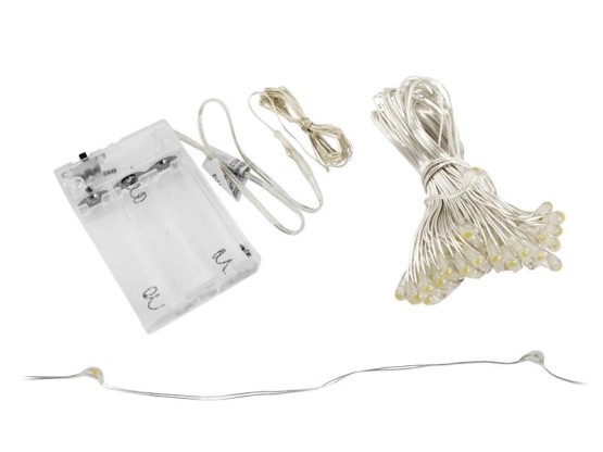 Lampki choinkowe na baterie 50LED drut, SMD, ciepłe białe. (3)