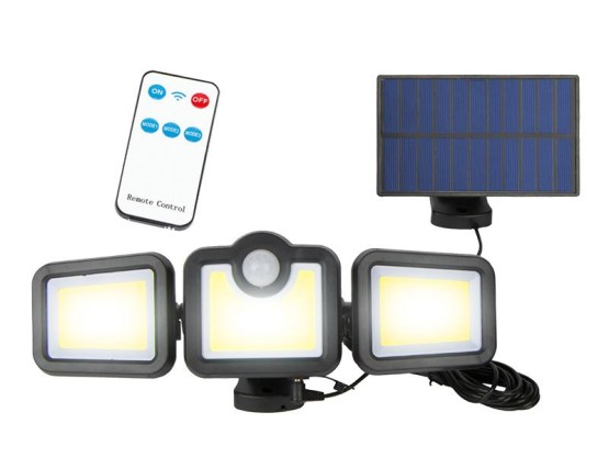 Lampa ścienna solarna regulowana  LTC, 108 LED smd 300lm, IP65, czujnik ruchu, akumulator 2400mAh