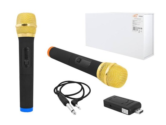 LTC Zestaw mikrofonów bezprzewodowych MIC03 kpl. 2 szt, USB 5V, UHF 738.6/729.3MHz.