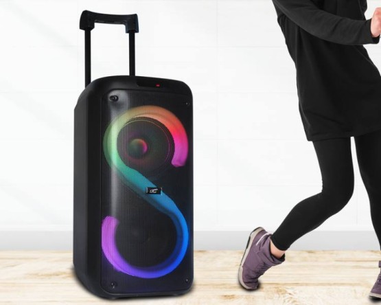 Głośnik bluetooth LTC RGB 2x8`` 400W, 2 mikrofony i pilot  USB/SD/AUX/FM 7200mAh (1)