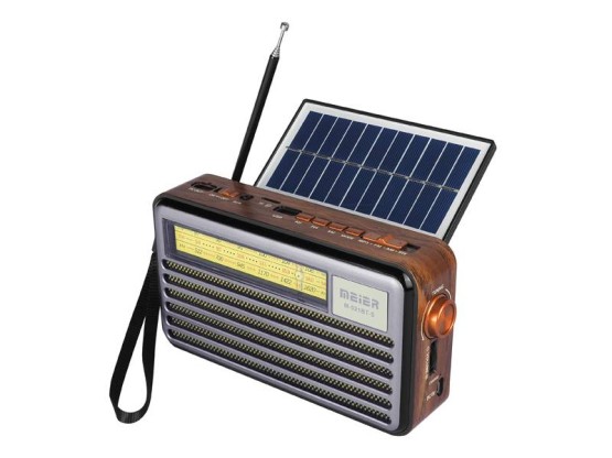 Radio przenośne Liwa Retro z panelam solarnym, FM, Bluetooth, USB, SD, AUX, lampka USB, filoet