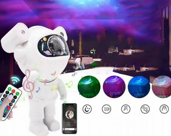 Lampka projektor astronauta mini, RGB,12-iluminacji świetlnych, księżyc,niebo,gwiazdy