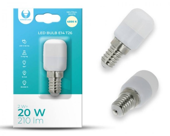 ŻARÓWKA LED E14 T26 2W 210lm 230V 4500K  Forever Lighy