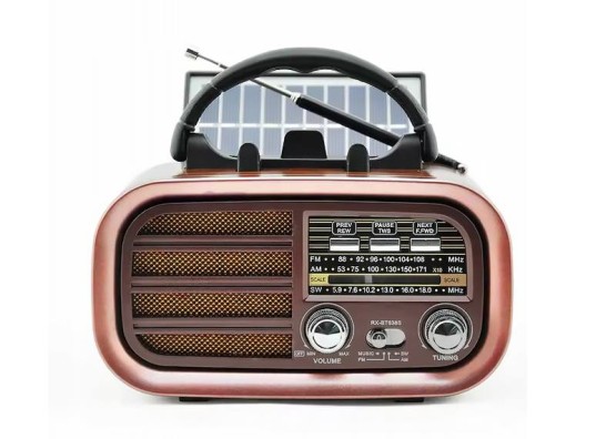 Radio przenośne RX-BT638 z panelam solarnym, FM, Bluetooth, USB, SD akumulator 18650 (1)