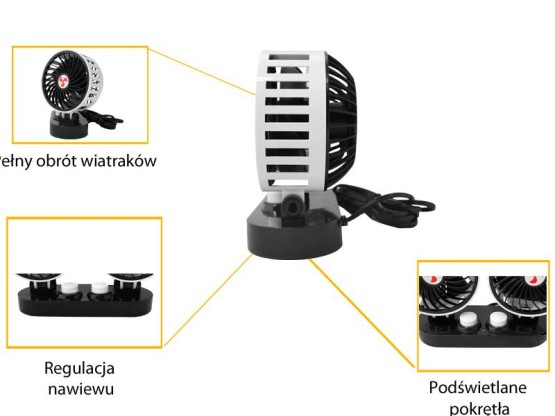 Wentylator samochodowy LTC podwójny 2x5 12V z regulacją.