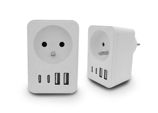 Rozgałęźnik sieciowy 1 gniazdo 16A,2xUSB,2xUSB-C ,max. 5V/3.0A (1)