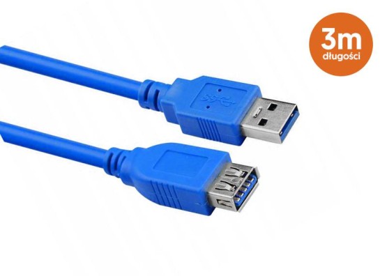 Kabel USB 3.0 wtyk A-gniazdo A 3m (1)