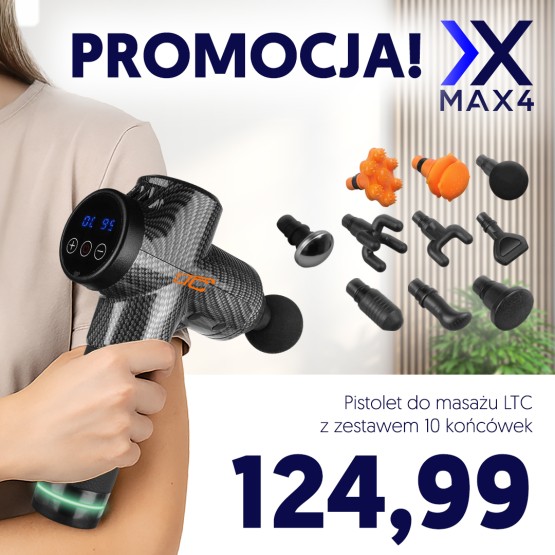 MASAŻER  Pistolet do masażu  LTC z zestawem 10 końcówek Czarny/Karbon