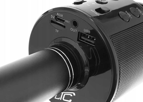 Mikrofon karaoke z głośnikiem podświetlenie RGB czarny (4)