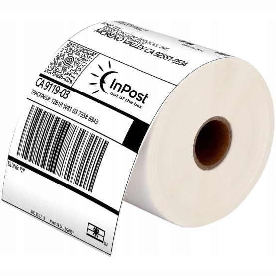 Etykiety termiczne 100x150 mm 350szt. Białe kurierskie samoprzylepne (1)