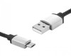 Kabel USB-microUSB, 1m, czarny, skórzany.