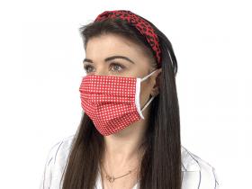 Maska ochronna wielokrotnego użytku 3warstwowa, czerwony groszek.