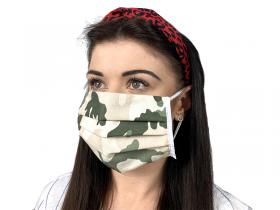 Maska ochronna wielokrotnego użytku 3warstwowa, zielone moro.