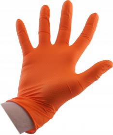 Nitrylowe rękawiczki ochronne rozmiar L, pomarańczowe, 10szt.