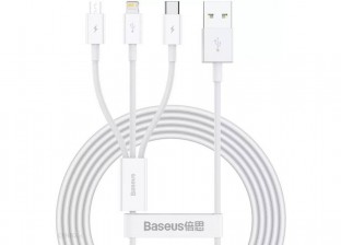Baseus kabel 3w1 Superior USB  Lightning + USBC + microUSB 1,5 m 3,5A biały
