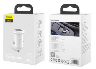 Baseus ładowarka samochodowa Grain Pro 2x USB 4,8A biała