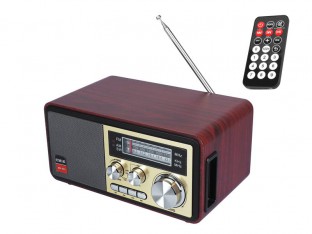 Obrazek dla: Radio przenośne RETRO MK623 bluetooth,USB, TF,AUX ,wbudowany akumulator,złote