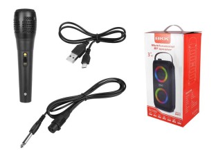 Głosnik Bluetooth BKK 2x3" /FM/AUX/SD/USB ,podświetlenie LED,mikrofon akumulator 3000mAh