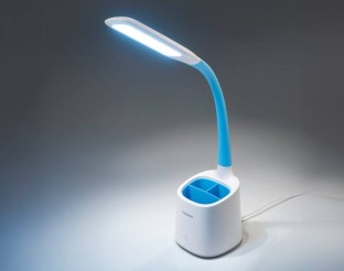 Lampka biurkowa LED TS1809 niebieska z przybornikiem 6W 350 lm,3000K/4000K/6000K