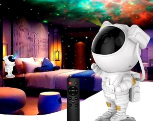 Lampka projektor astronauta, RGB, głośnik bluetooth, iluminacje świetlne, gwiazdki, księżyc, mleczna droga