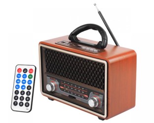 Radio przenośne Ina Retro Bluetooth, FM, USB, SD, AUX z pilotem, złoty